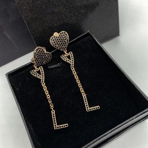 Damdesignerhängen örhängen Gold Silver Ear Ear Studs Luxury Brand Jewelry for Women Hoop Earring Diamond Heart Letter Hoops Stu280s