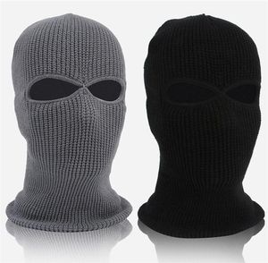 Cycling Caps Masks Winter Knit Cap Warm Soft 2 Holes Full Face Ski Hat Balaclava Hood Army Tactical4985637