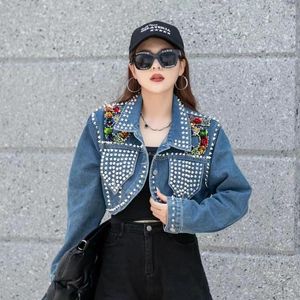 Giacche da donna Borta Short Denim Jacket for Women Spring Autumn Jeans cappotto Full Stree Wear Tops Manteau Femme