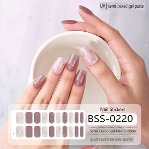 Semi Cured Gel Nail Strips for 20 pcs Salon-Quality Gel Nail Stickers and Long Lasting Nail Wraps for Women with Soft Gel Finish