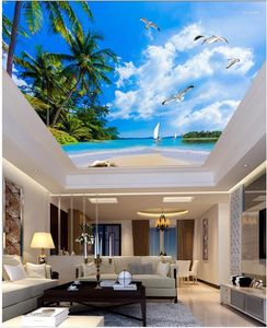 Tapety niestandardowe poapeta palm plażowe niebo sufitowy salon restauracja malarstwo muralowe panel muralowy
