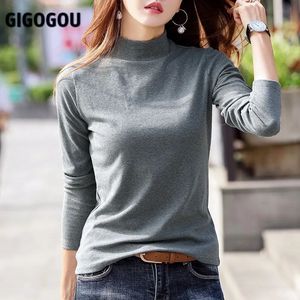 Kadın Örgü Tees Gigogou Basic Womens Sweater Zarif Sonbahar Kış İnce Uygun Uzun Kollu Kadın Külot Kazak Kadın Jumper Üst S-3XL BOYUT 231011