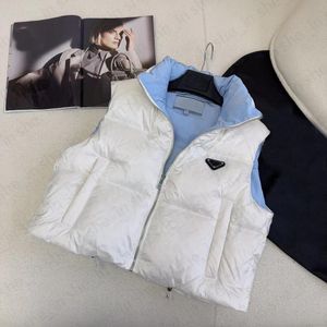 다운 조끼 여성 복어 코트 겨울 패션 퍼프 조끼 여자 캐주얼 후드드 짧은 재킷 클래식 편지 재킷 외부웨어 23fw