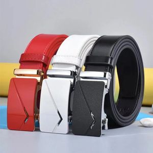 Other Fashion Accessories Golf Belt Men's Trend Men's Leather Automatic Buckle White Belt Leather Durable Youth Jeans With Korean Golf Belt 110-125CM 231011