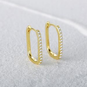 Orecchini a cerchio BOAKO 925 Sterling Silver per le donne gli uomini a forma ovale micro intarsiato zircone fibbia dell'orecchio semplice lusso Cz orecchino Aros