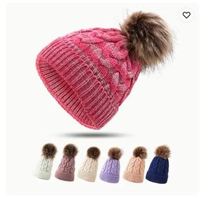 Baby Earflaps Hats Knitted Pom Pom Beanie Kids Winter Hat For Children DF292