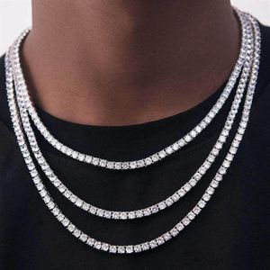 Tennis Necklace Chains Hiphop Tide Men's Necklace Zircon 18 20 22 24mm Snap Hook Bracelet Tennis Necklaces For Men And Women 270G