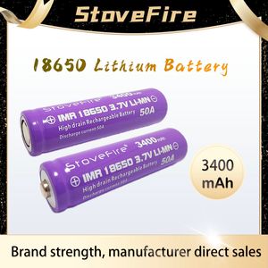 IMR 18650 3400mAh 50A bateria de lítio recarregável de cabeça chata 3.7V. Use para modelo de aeronave / aspirador de pó / fogão de alta qualidade com 100% de energia