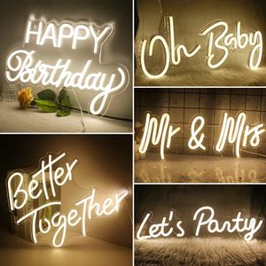 Dekorativa föremål Figurer Bättre tillsammans Neon Sign Led Light Home Art Wedding Bar Bedroom Estetic Room Birthday Party Clue Wall Decorate Gift 231011