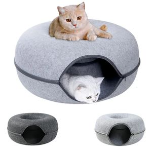 Cat Beds Furniture Donut Pet Cat Tunnel Interactive Play Toy Cat bed Dual Use Ferrets Rabbit Bed Tunnels Indoor Toys Cats House Kitten Training Toy 231011