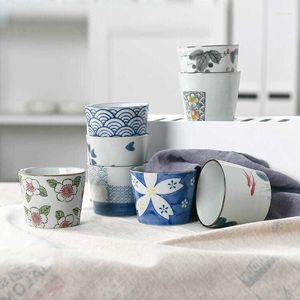 Kaffeekannen Japanische pastorale Keramik-Teetasse Kirschblüten-Trinkwasser-Hausset Handbemalte runde Schüssel 225 ml
