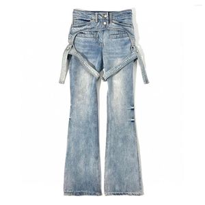 Women's Jeans Fashion Classic Trendy Luxury Design Punk Y2K Mid midjeband Flare Pants Female C5