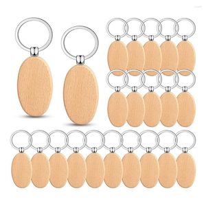 Keychains 50 Pieces Wooden Keychain Oval Wood Blanks Unfinished Key Ring Tag For DIY Gift Crafts (Oval)