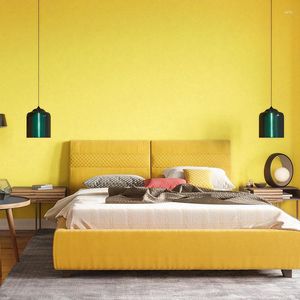 Wallpapers Modern Ins Yellow Orange Wallpaper For Bedroom Liivng Room Walls Non Woven Plain Solid Color Wall Paper Roll