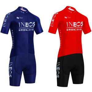 Azul INEOS Ciclismo Jersey Bicicleta Shorts Set Homens Mulheres Emirados Árabes Unidos Equipe Quick Dry Pro Ciclismo Maillot Jersey 20D Babadores calças Roupas