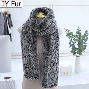 Schals Marke Echt Rex Kaninchen Pelz Gestrickte frauen Winter Warme Schal Schals Wraps Russland Hals Wärmer Mode Luxus Schalldämpfer 170 cm 231010