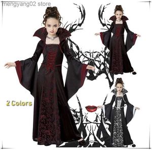 Themakostuum Halloween Kom voor kinderen Meisjes Uitlopende mouwen Royal Vampire Come Girl Middeleeuwse jurk met lange mouwen Kom voor feest Cosplay T231011