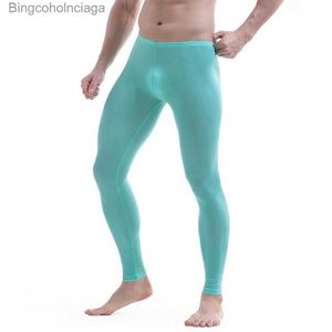 Thermo-Unterwäsche für Herren, lange John-Unterwäsche, sexy, durchsichtige, enge Leggings, seidige, dünne Unterhose, elastische Unterseite, Leggins, Thermohose für Herren, Hose L231011