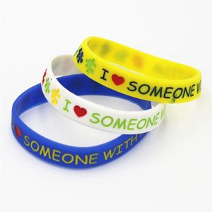 3PCS lot I Love Someone with Autism Silicone Wristband Alert Jewelry Puzzle Silicone Bracelets&Bangles Adults Gift SH147285S