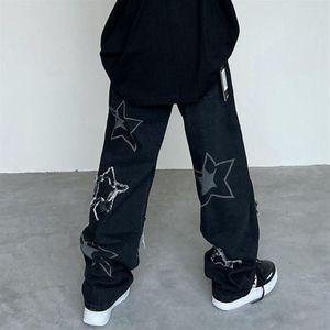 Men's Jeans Y2k Men Star Printed Trousers Autumn Korean Fashion Gothic High Street Style Loose Casual Slim Straight Wide-leg 2947