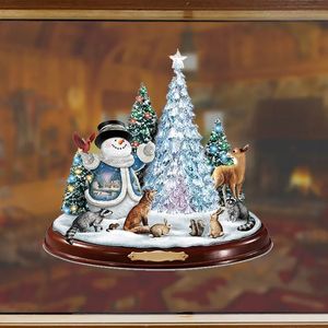 Dekoracje świąteczne 30x40 cm kryształowe drzewo Święty Święty Święto Snowman Rotating Sculpture Window Paster Zimowy rok impreza Dekoracja domu 231011