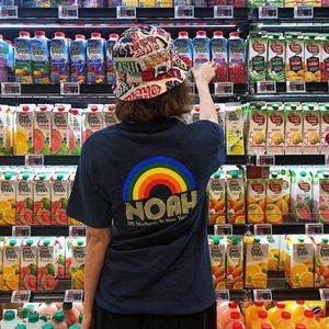 NOAH Rainbow Short Sleeve T-Shirts Top Quality 100% Cotton Casual Men Women Lovers Summer Tees Club Cool Skateboard Tee325q