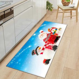 クリスマスデコレーションホームキッチンマット浴室の入り口クリスマス装飾廊下バルコニーアンチスリップフロアラグのためのカーペット