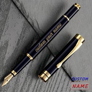 Fountain Pens Golden Text Custom Gravering Pen Ink Present School Supplies 2023 Stationery Men Luxury High Quality Writing Office Metal 231011