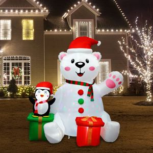 Dekoracje świąteczne 6 stóp nadmuchiwany niedźwiedź polarny Dekoracja zewnętrzna z LED Light Up Up Blow For dla Xmas Decor 231011