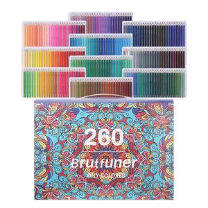 Crayon Brutfuner 260 цветов Профессиональный масляный цветной карандаш Мягкая древесина Набор карандашей для рисования эскизов для рисования Школьные художественные принадлежности 231010