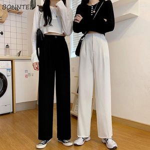 Frauen Hosen Casual Frauen Lose Feste Allgleiches Frühling Herbst Stilvolle Koreanische Stil Einfache Chic Hohe Taille Ankunft Weibliche Hosen