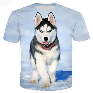 Homens camisetas Pet Dog Husky 3D Impressão T-shirt Harajuku Animal Camisetas Homens Mulheres Verão Moda Casual Hip Hop Streetwear Top180R