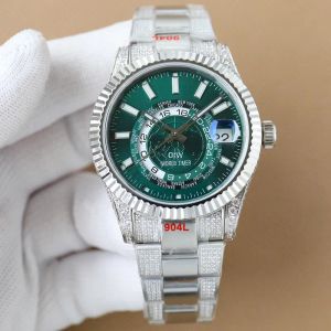 Full Diamond Watch Erkekler Otomatik Mekanik Hareket 42mm Paslanmaz Çelik 904L kol saati su geçirmez Montre de Luxe Business Folding Tock Moda Bilekliği