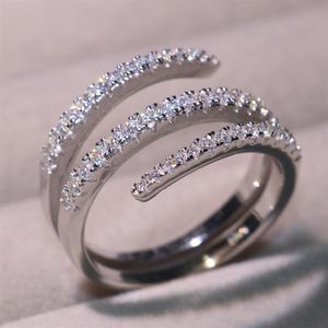 2019 nova chegada jóias clássicas pura 100% 925 prata esterlina pavimentar branco safira cz diamante feminino casamento anel de noiva para love286p
