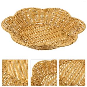 Plates Decor Household Woven Tray Fruit Imitation Rattan Basket Storage Multi-function Iron Natural Baskets Bread