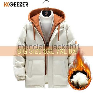 Piumino da uomo Parka Giacche invernali Felpa con cappuccio in cotone Plus Size Oversize False 2 set Cappotti caldi Parka 2023 Frangivento Nero Allentato Maschio Impermeabile imbottito J231011