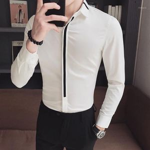 Мужская рубашка с длинным рукавом Slim Fit Лоскутные мужские классические рубашки Формальные рубашки Дизайн Camisa Social Masculina Мужская деловая рубашка1295C