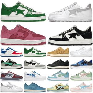 Sapatos casuais banhando macacos baixos quadrinhos amarelo vermelho azul preto verde couro real bordeaux cinza marrom menta teal camurça laranja rosa homens mulheres tênis de grife A12