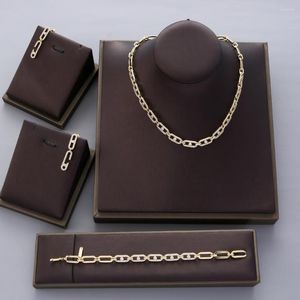 Halsbandörhängen Set Luxury Choker Earring Armband Full Cubic Zircon Tennis Chain Dubai Women Party Jewelry XL634 S391