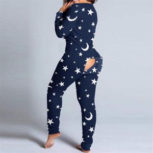 Sexiga kvinnor Julutskärning Funktionell knäppt klaff vuxna pajamas klubbknapp design plunge lounge jumpsuit kvinnor jumpsui228u