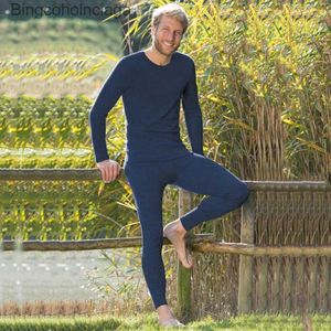 Men's Thermal Underwear Merino Wool Men Thermal Underwear Set Merino Wool Base Layer 160G Lightweight First Layer Thermal Set Long Sleeve Top +BottomL231011