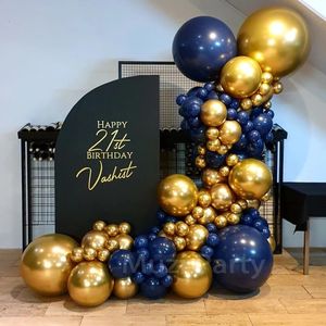 Inne imprezy imprezowe 89pcs granatowy balon łuk łuk girland Chrome Złote balony do baby shower ślub Dekorał urodzin 231011