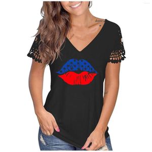 Mulheres camisetas Mulheres Camisa Patriótica Vintage Dia da Independência Impressão Gráfico Férias Camiseta Top Mulheres Moda Mulher Blusa 2023