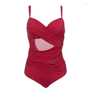 Women's Swimwear Andzhelika Sexy One Piece Swimsuit Women Summer Beachwear Vintage Mesh Bathing Suits Bodysuit Monokini Plus Size