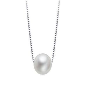 Simple Mother Pearl Pendant Necklace with Real 925 Sterling Silver Box Chain Elegant Jewelry for Womens Girls2117