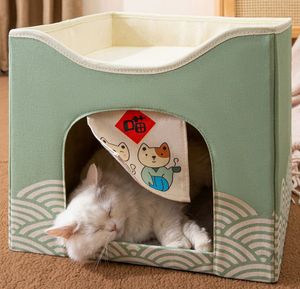 猫のベッド家具取り外し可能な囲まれたペット犬小屋のための猫猫ベッド冬の犬ヴィラ睡眠犬小屋温かい巣ソファペットサプライ231011