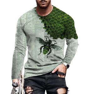 T-shirt da uomo Maglietta da uomo Girocollo Cartoon 3D Stampa Ape T-shirt Manica lunga 2021 Autunno Top Base Maglietta maschile Oversize291K