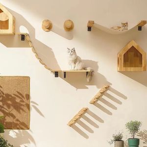 Arranhadores para móveis para gatos Poste para arranhar para gatos montado na parede Prateleira de escalada para gatos Rede Prateleira de parede para gatinhos Árvore Poleiro para gatos Prateleiras de madeira para móveis para gatos 231011