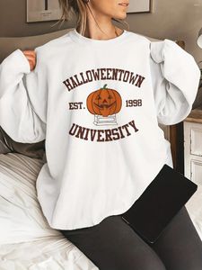 Women's Hoodies Autumn Sweatshirt For Women Est.1998 University Halloween Printed Pullover Warm Long Sleeves O-Neck Hoodie Female Casual