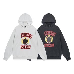 23 NOWY SWEAT MĘŻCZYZNY LITA Crown Koronny Druk Old Wash Hooded Sweter swobodny mody pullover odpowiedni na jesień i zimę